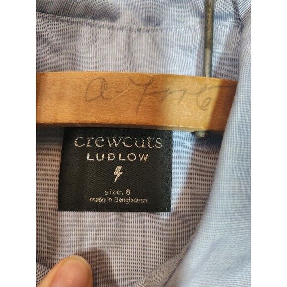 CREWCUTS J.CREW Boys Point Collar Ludlow Shirt Blue Long Sleeve Button Down sz 8 - Picture 2 of 9